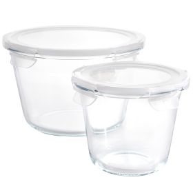 Gibson Home House Specials 4 Piece Borosilicate Glass Round Storage Container Set with Snap Lids