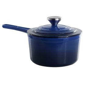 MegaChef 2 Quart Enameled Cast Iron Sauce Pan in Gradient Dark Blue