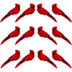 2pcs Red Bird Decor Artificial Red Cardinal Birds Artificial Birds Christmas Cardinal Birds For Tree Flower Floral Arrangements Yard Patio Wreath (Option: 6pcs)