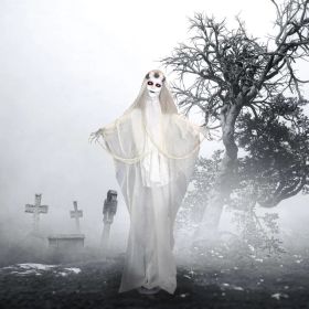 Haunted Hill Farm Zombie Bride With Pop-Up Head And Light-Up Eyes, Halloween Animatronic For Battery Operated Scary Indoor Or Covered Outdoor Hal (Option: 60StandingBride)